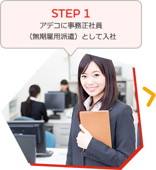 STEP1 アデコに事務正社員（無期雇用派遣）として入社